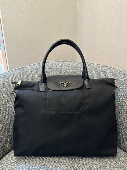 Prada Nylon Two-Way Bag In Black