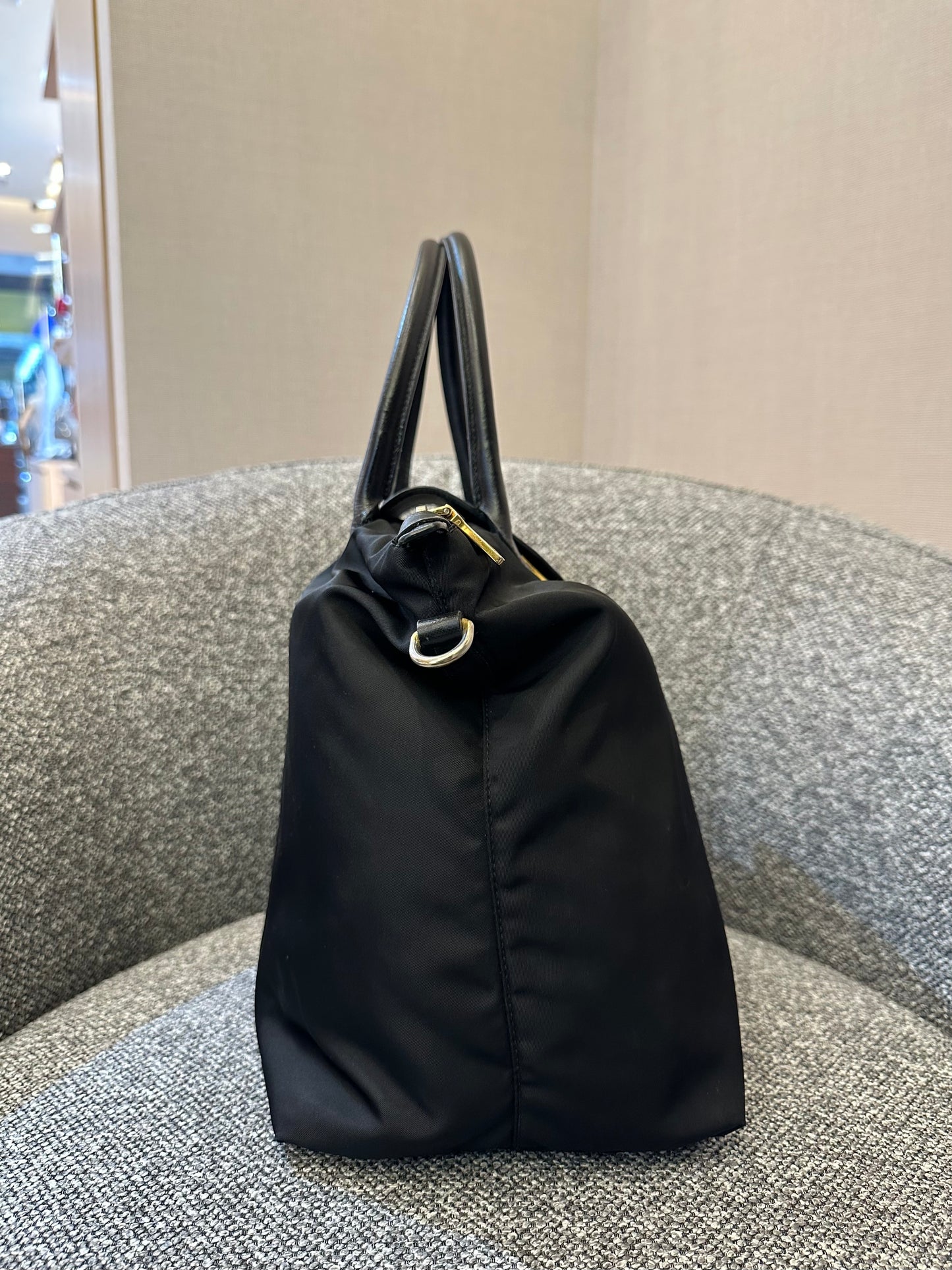 Prada Nylon Two-Way Bag In Black