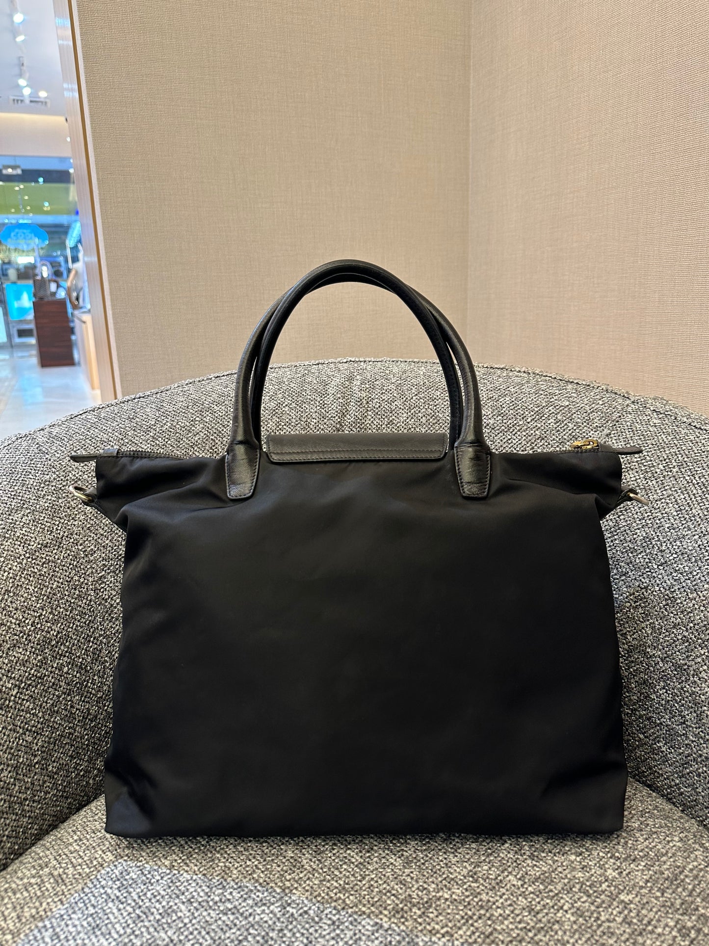 Prada Nylon Two-Way Bag In Black