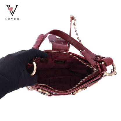 Burgundy Gold Buckle Shoulder Bag