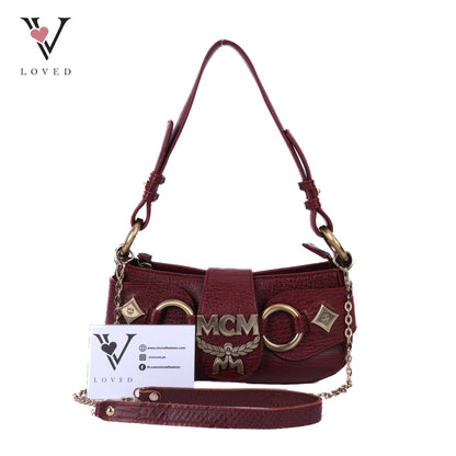 Burgundy Gold Buckle Shoulder Bag