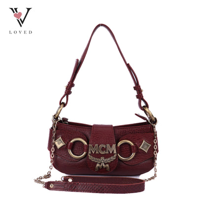 Burgundy Gold Buckle Shoulder Bag