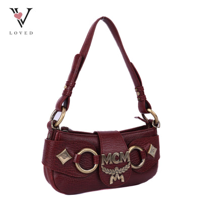 Burgundy Gold Buckle Shoulder Bag