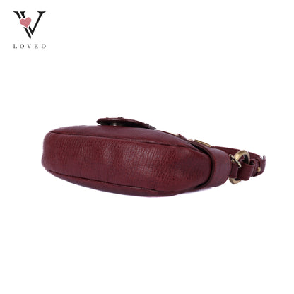 Burgundy Gold Buckle Shoulder Bag