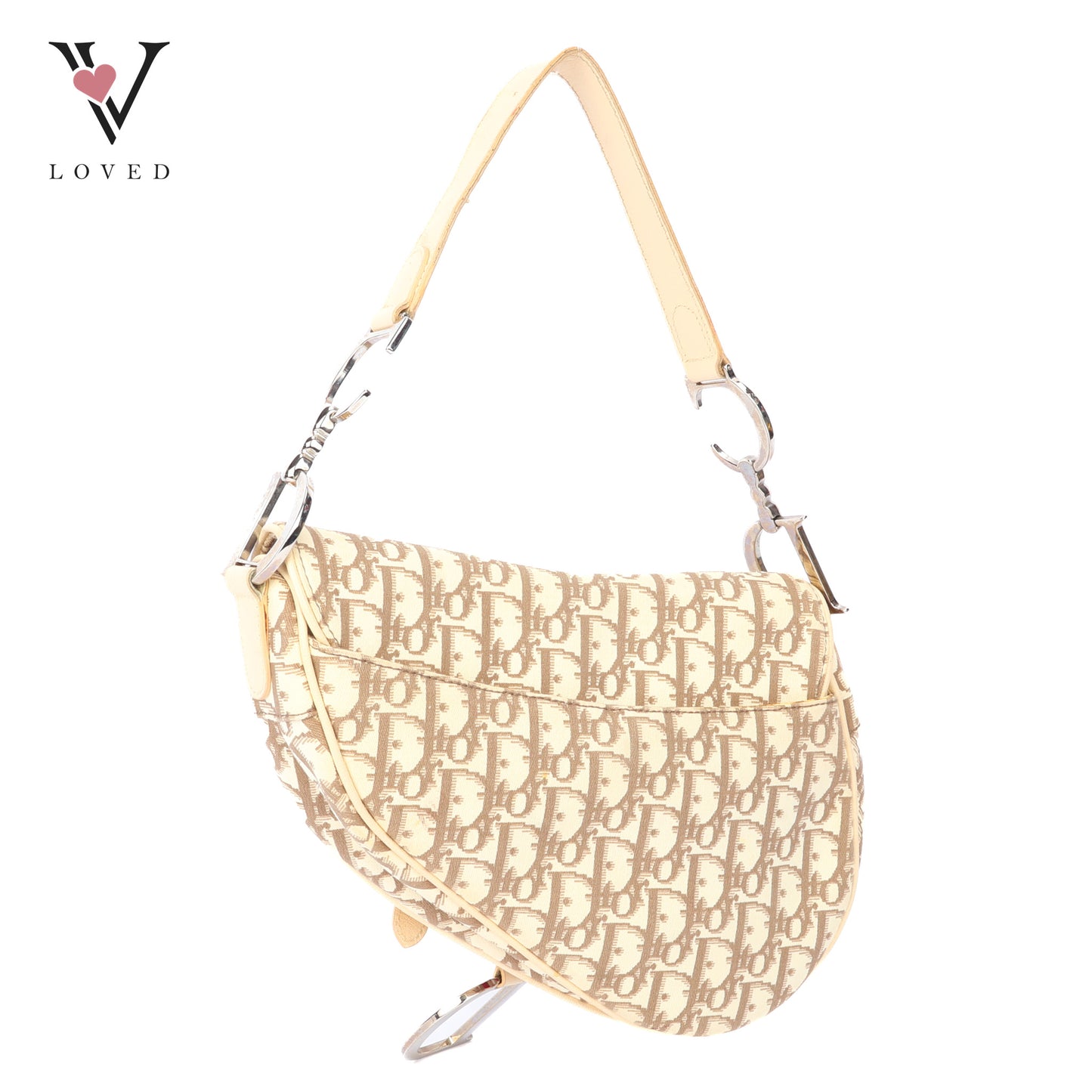 Christian Dior Trotter Saddle Bag in Beige Monogram Canvas with Multicolor Floral Embroidery
