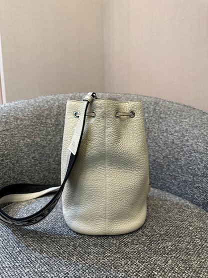 Prada White Vitello Daino Bucket Bag