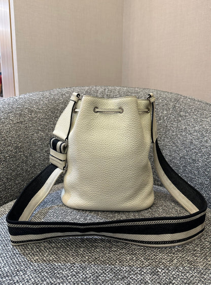 Prada White Vitello Daino Bucket Bag