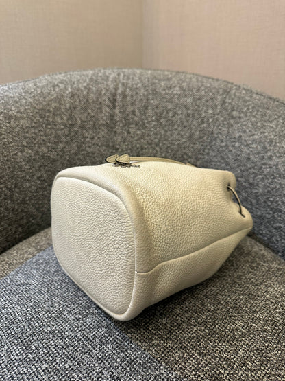 Prada White Vitello Daino Bucket Bag