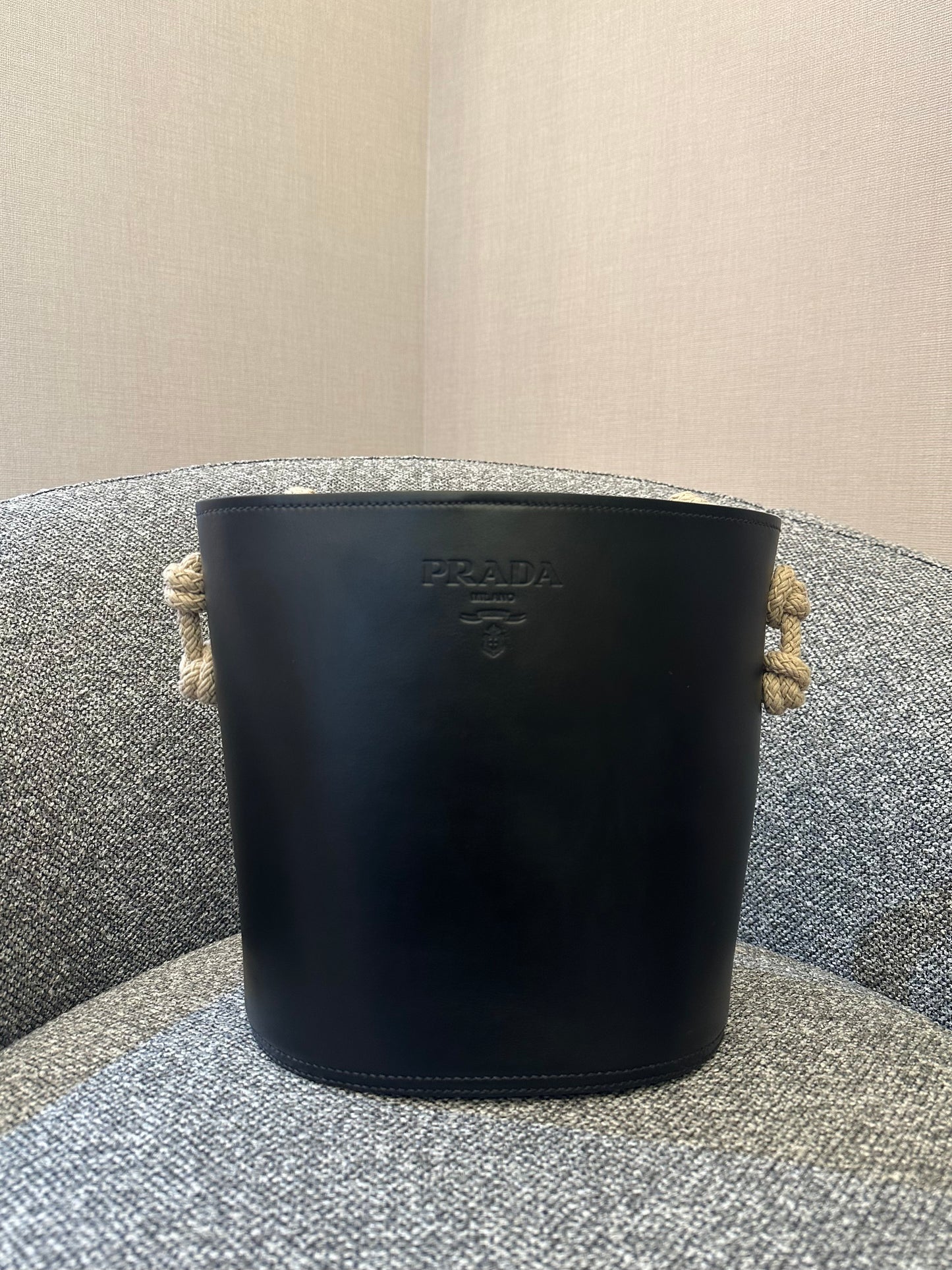 Prada Tambour Leather Bucket Bag In Black