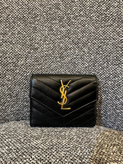 Yves Saint Laurent Cassandre Matelasse Compact Tri-fold Wallet
