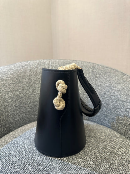 Prada Tambour Leather Bucket Bag In Black
