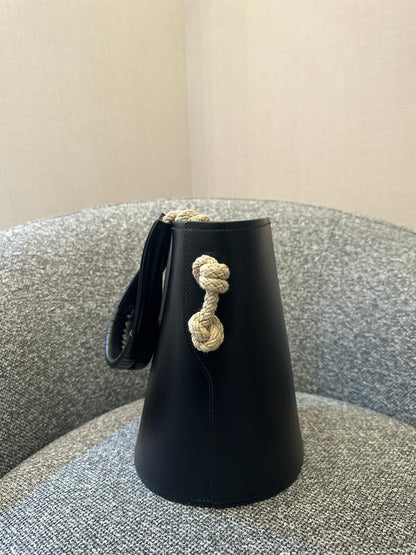 Prada Tambour Leather Bucket Bag In Black