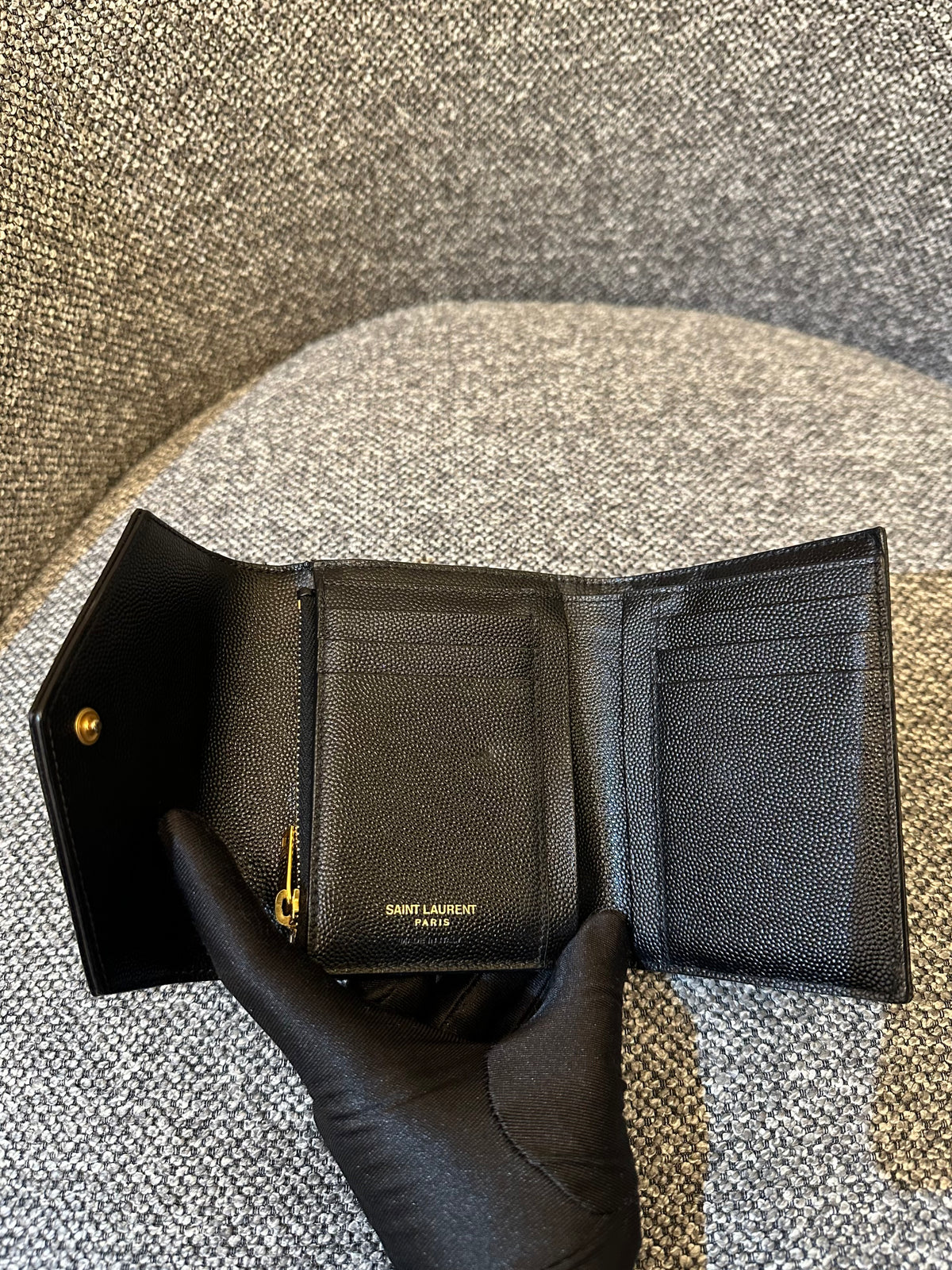 Yves Saint Laurent Cassandre Matelasse Compact Tri-fold Wallet
