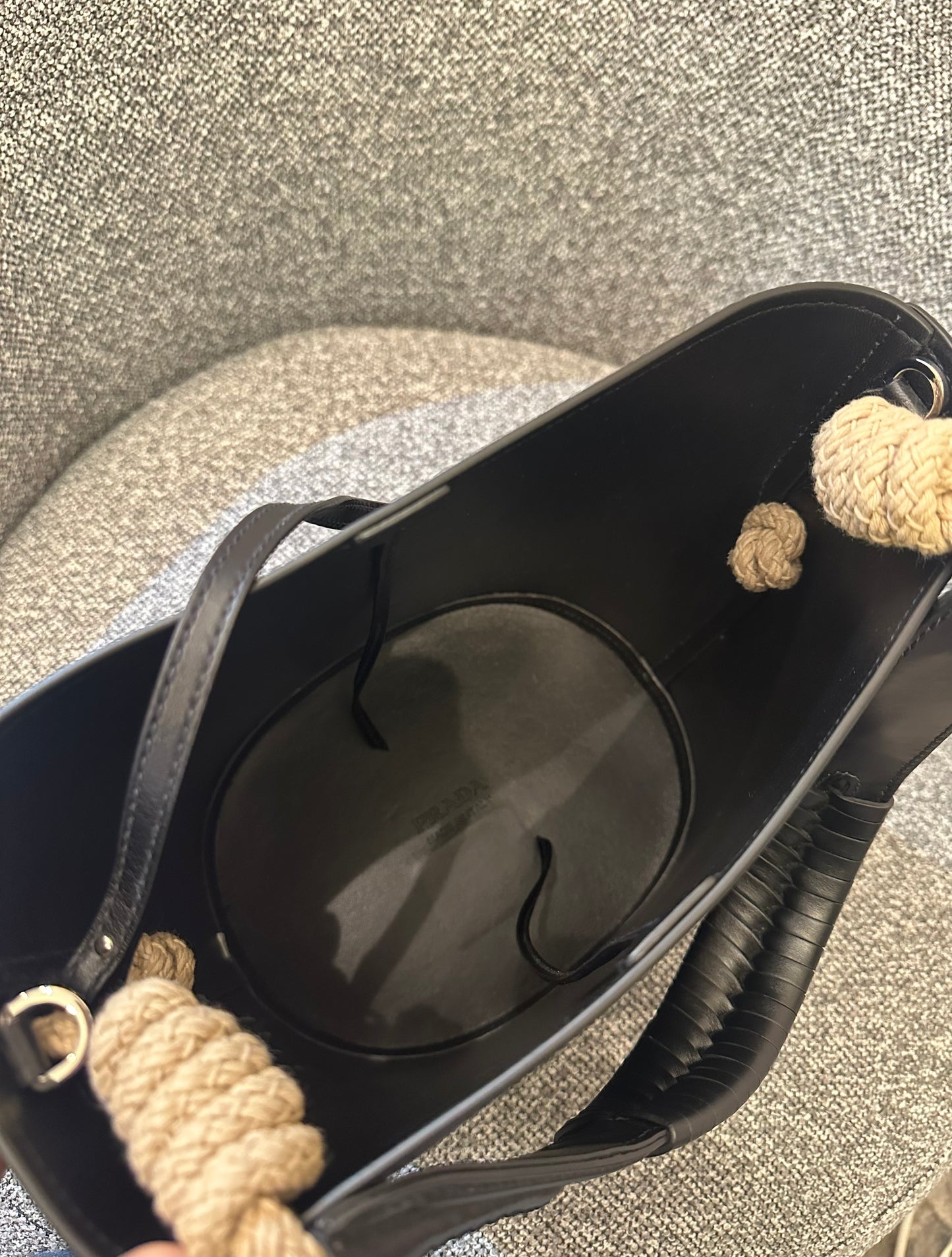 Prada Tambour Leather Bucket Bag In Black