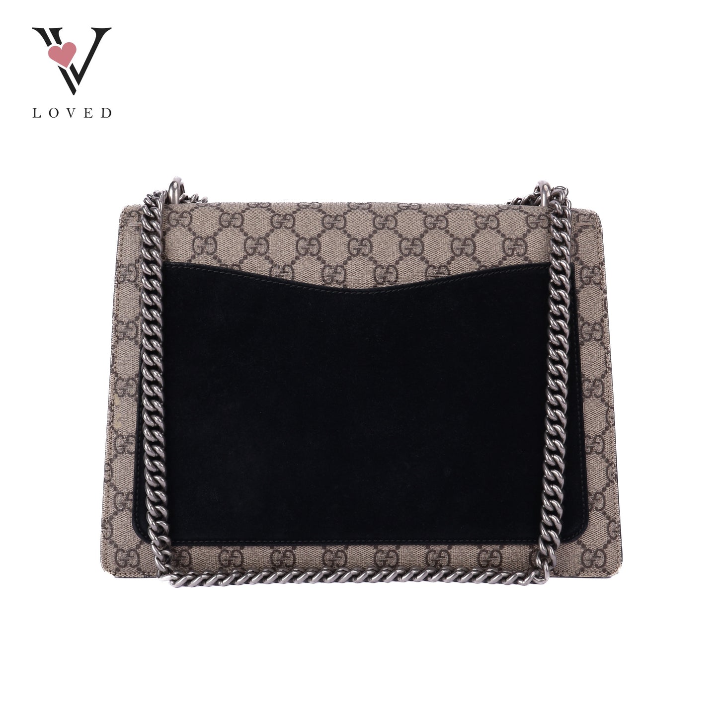 Dionysus Medium Bag in GG Supreme and Black Suede