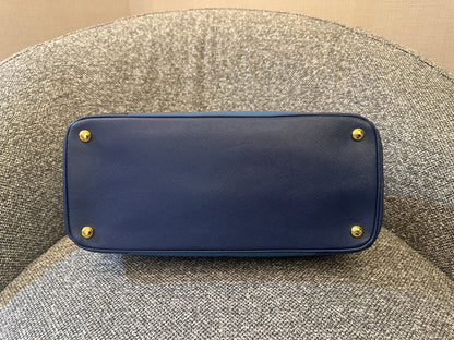 Prada Galleria Double Zip Tote Bag In Blue Bicolor Leather
