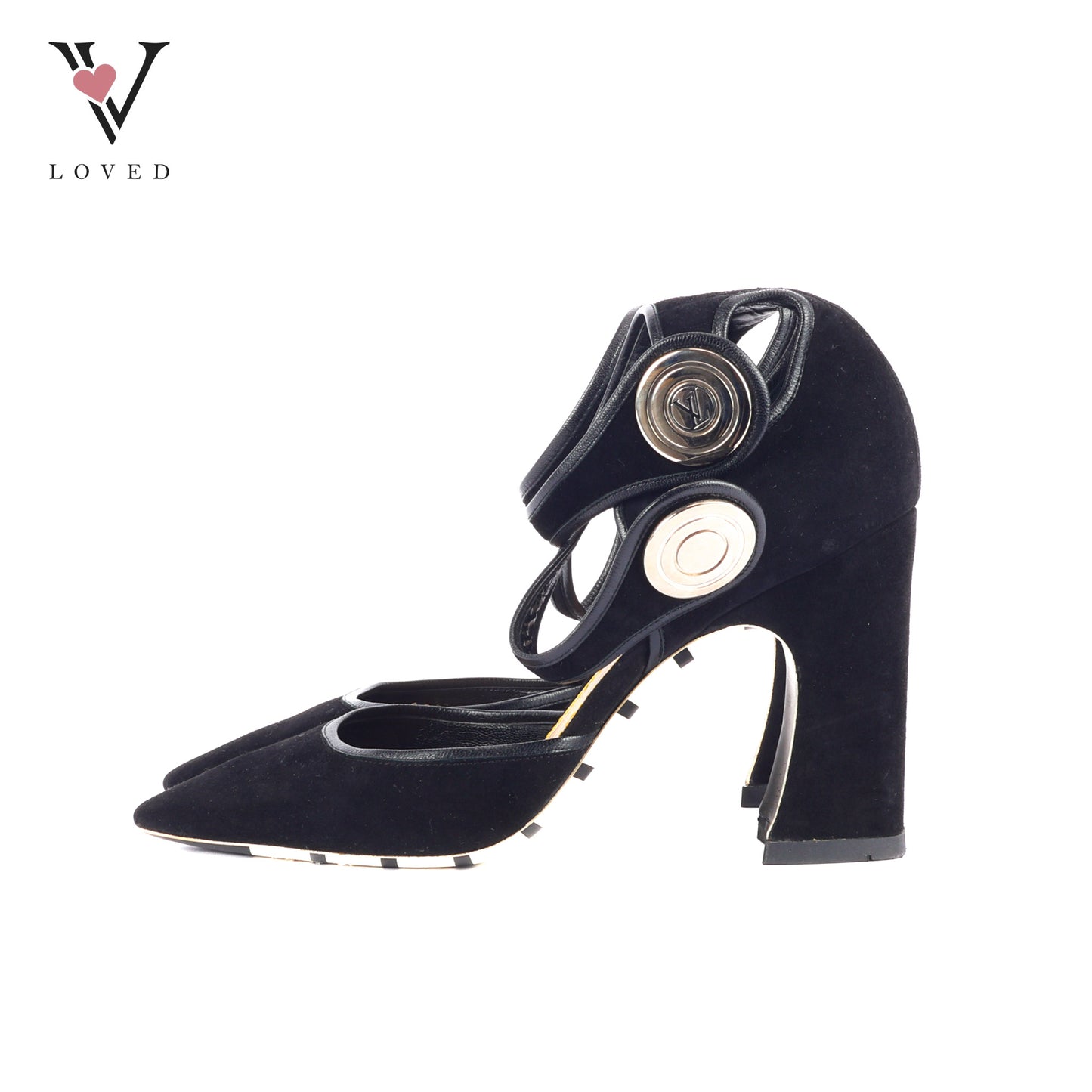 Royal Pumps Double Strap in Black Suede Heels