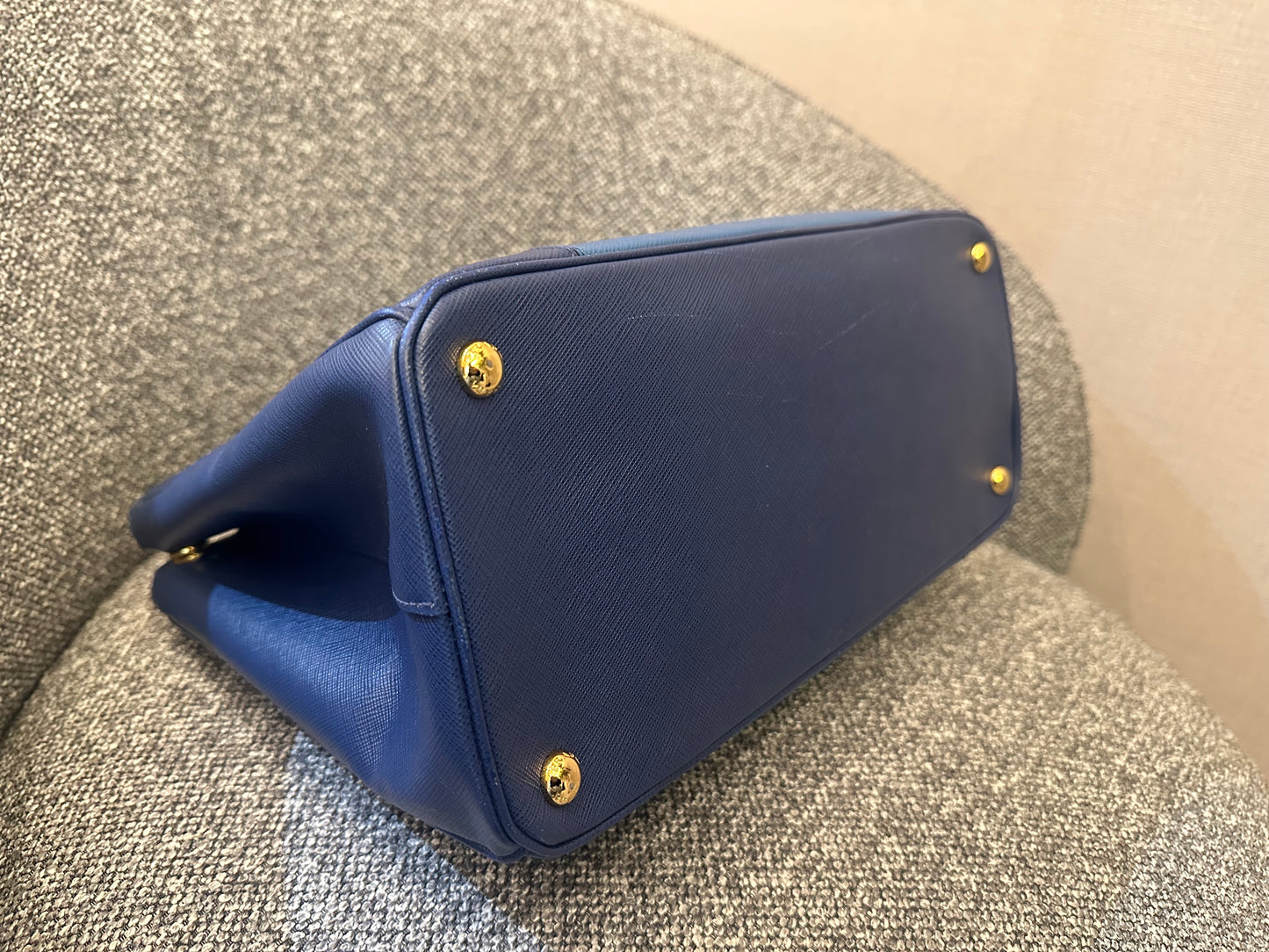 Prada Galleria Double Zip Tote Bag In Blue Bicolor Leather