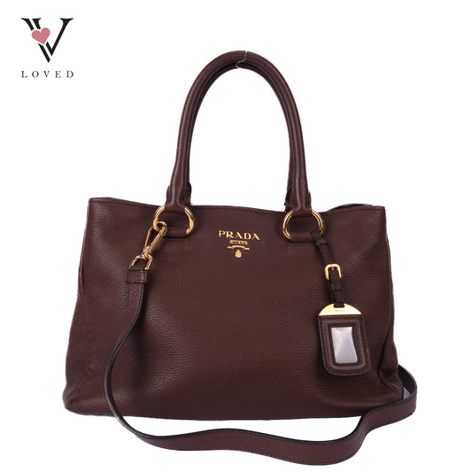 Vitello Daino Satchel in Brown Leather