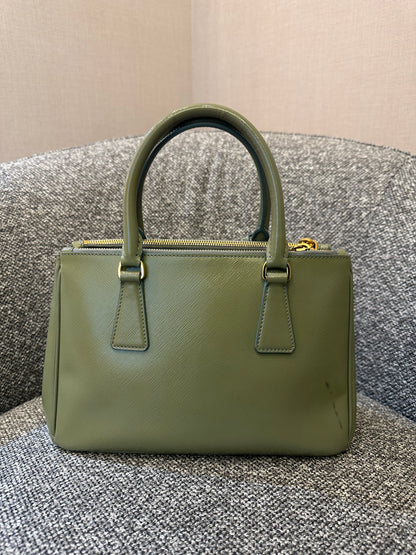 Prada Galleria Handbag In Chic Army Green Saffiano Leather