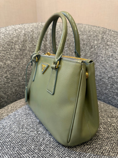 Prada Galleria Handbag In Chic Army Green Saffiano Leather
