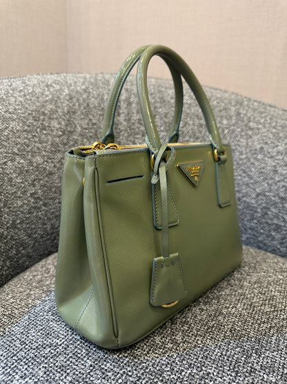 Prada Galleria Handbag In Chic Army Green Saffiano Leather