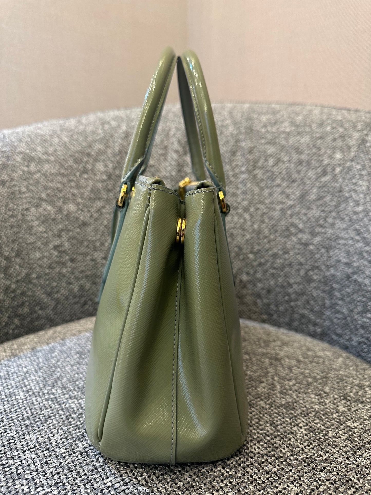 Prada Galleria Handbag In Chic Army Green Saffiano Leather