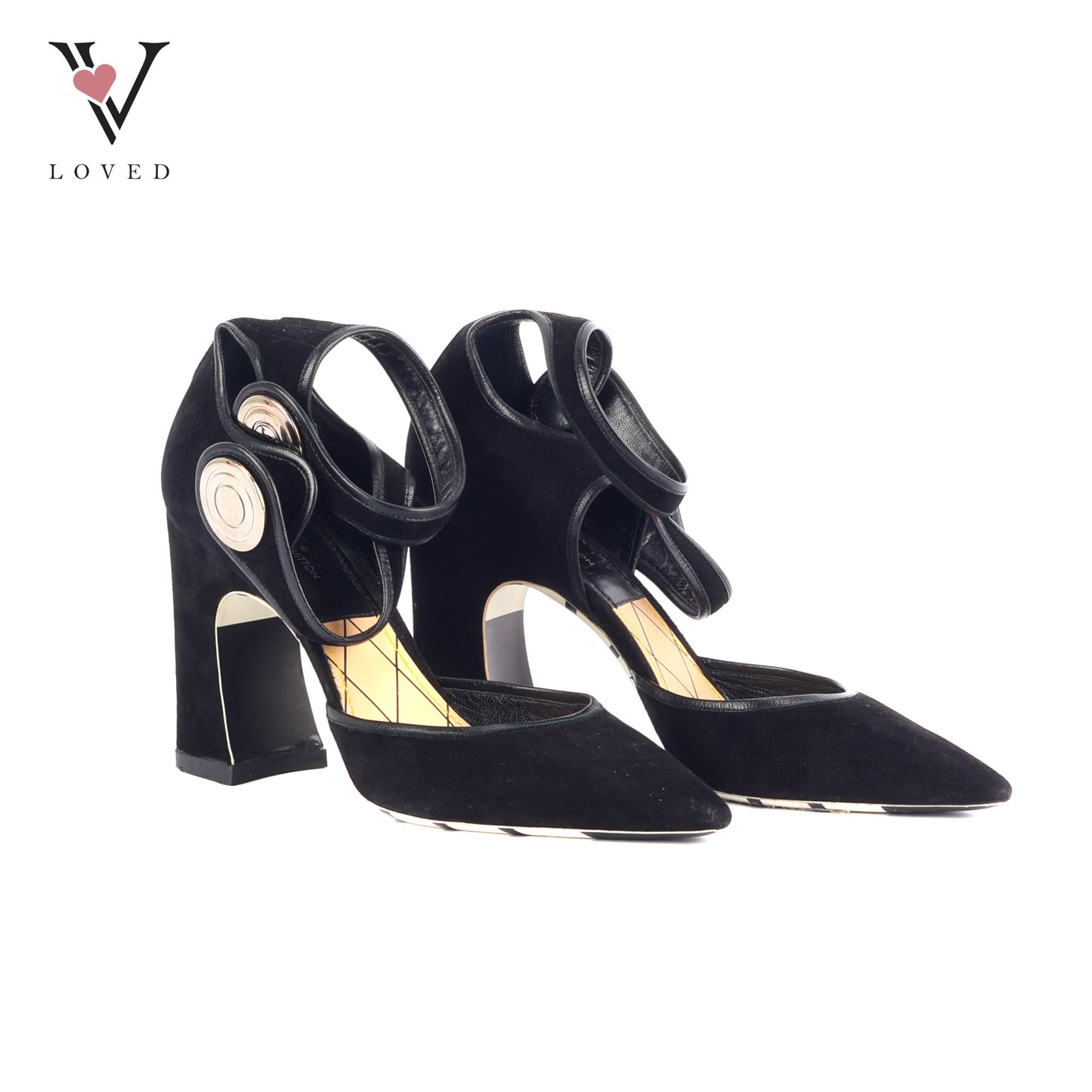 Royal Pumps Double Strap in Black Suede Heels