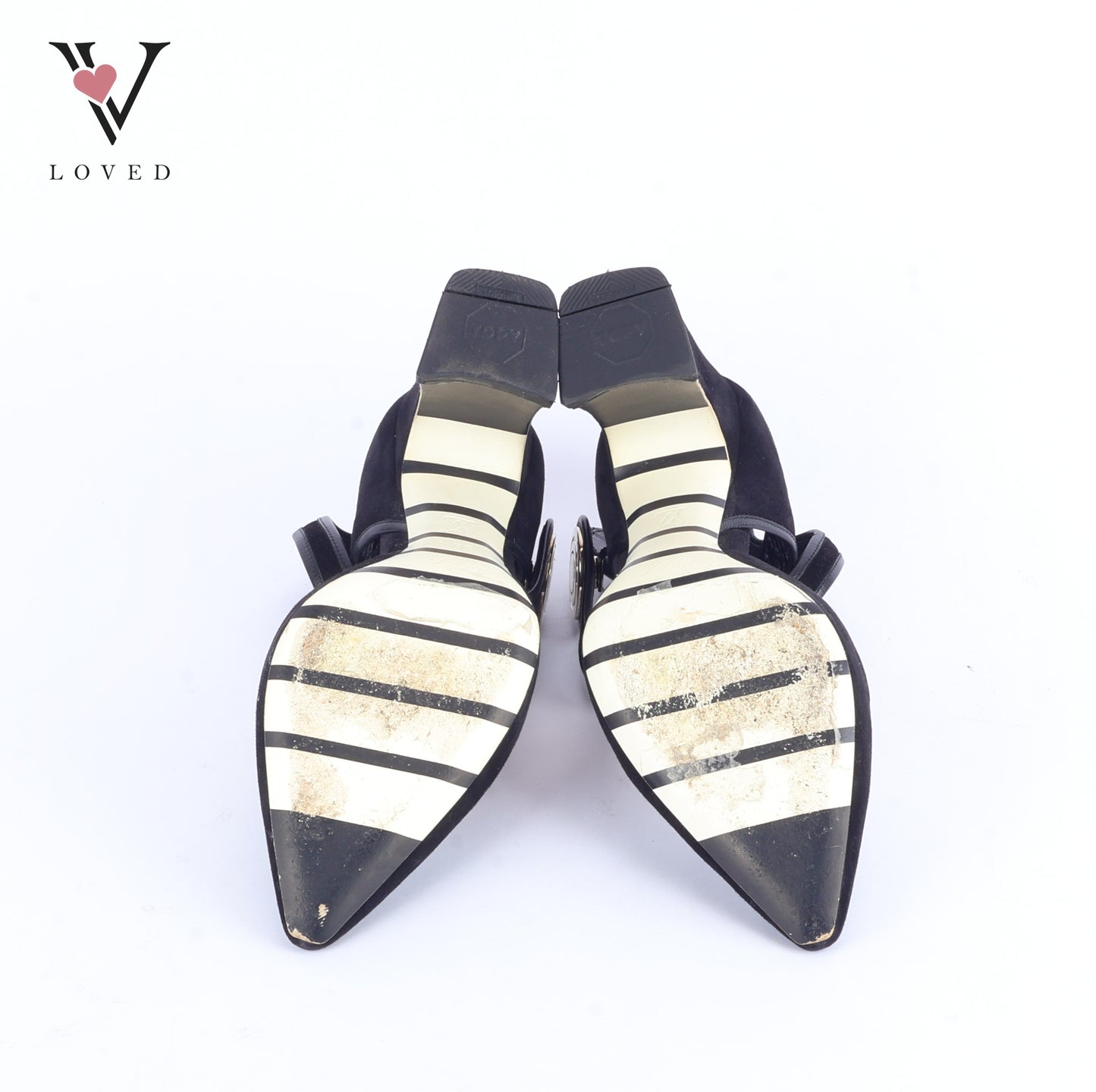 Royal Pumps Double Strap in Black Suede Heels