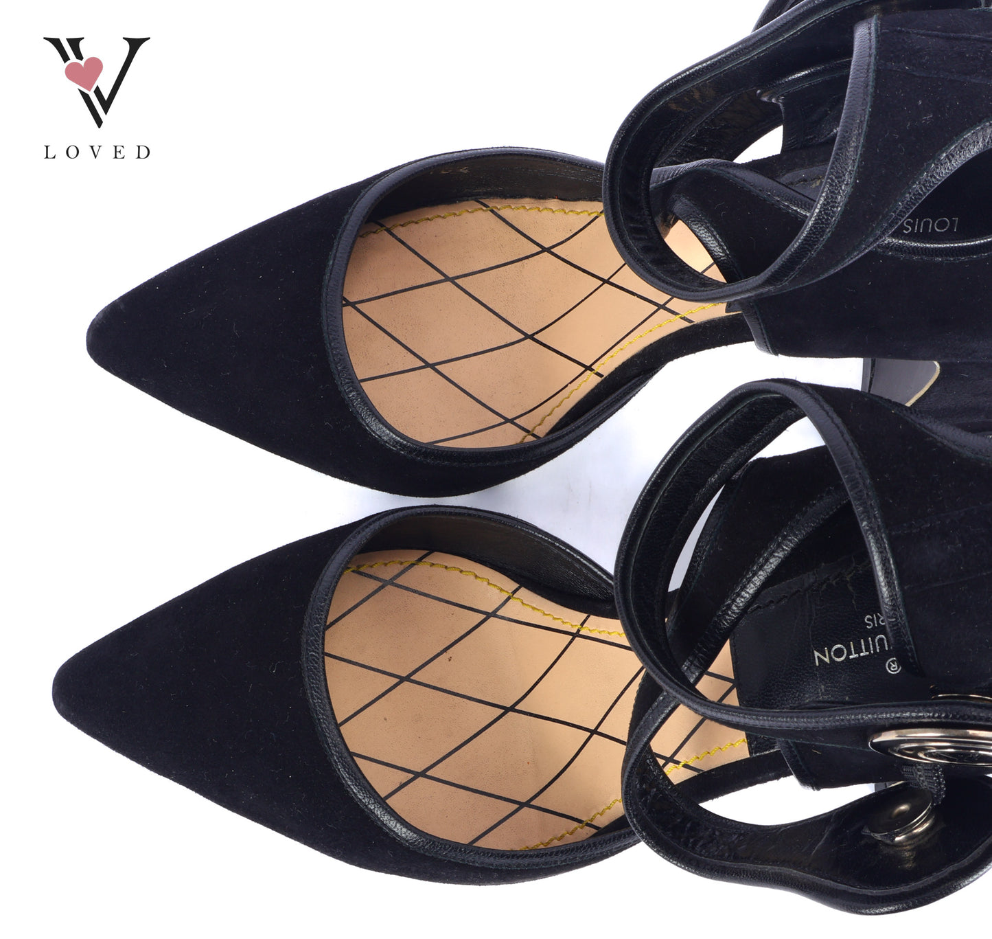 Royal Pumps Double Strap in Black Suede Heels