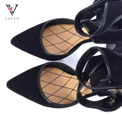 Royal Pumps Double Strap in Black Suede Heels