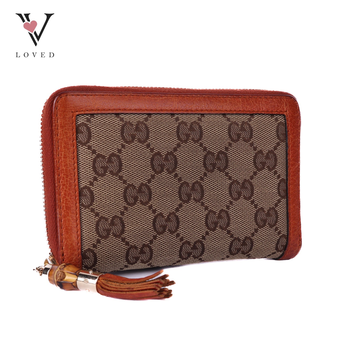 Monogram Bamboo Tassel Zip Around Wallet