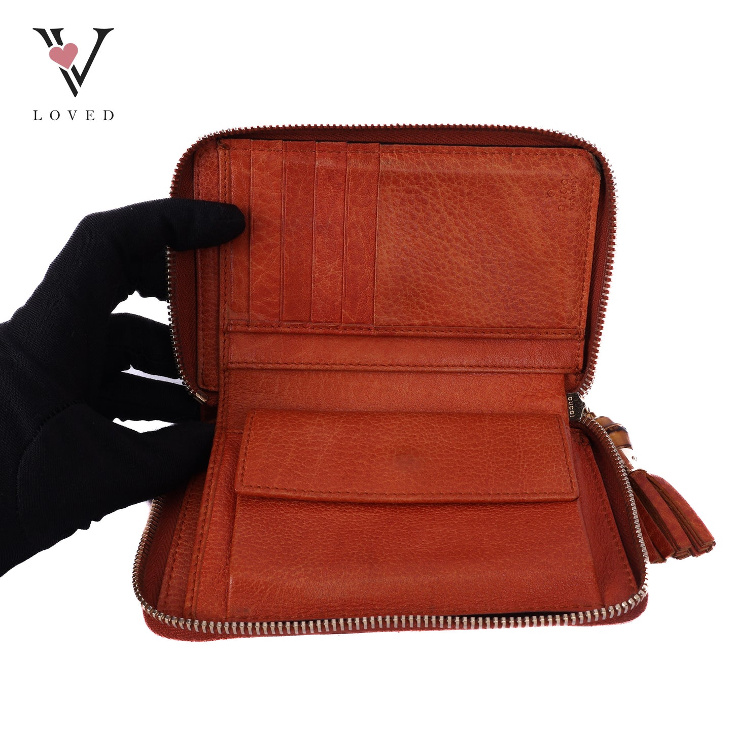 Monogram Bamboo Tassel Zip Around Wallet