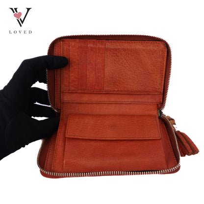 Monogram Bamboo Tassel Zip Around Wallet