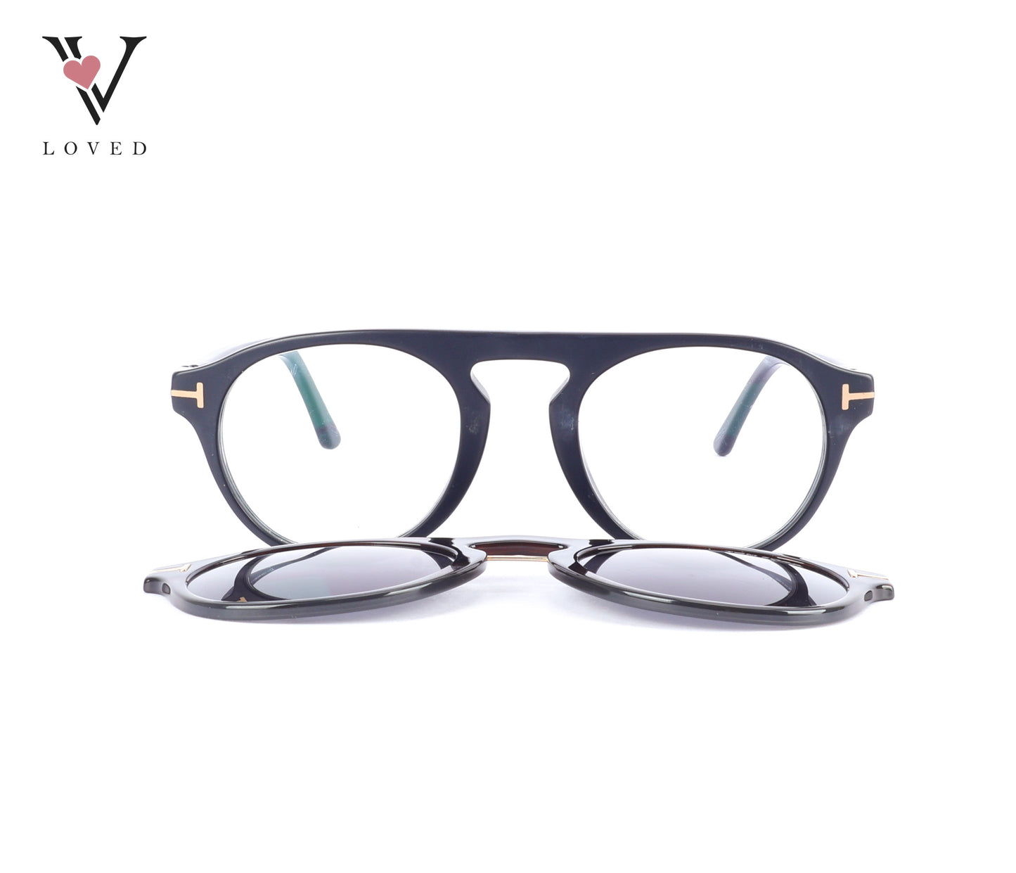 Tom Ford FT5824-B Optical Glasses with Magnetic Clip-on