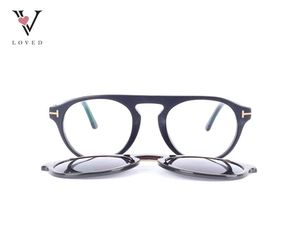 Tom Ford FT5824-B Optical Glasses with Magnetic Clip-on