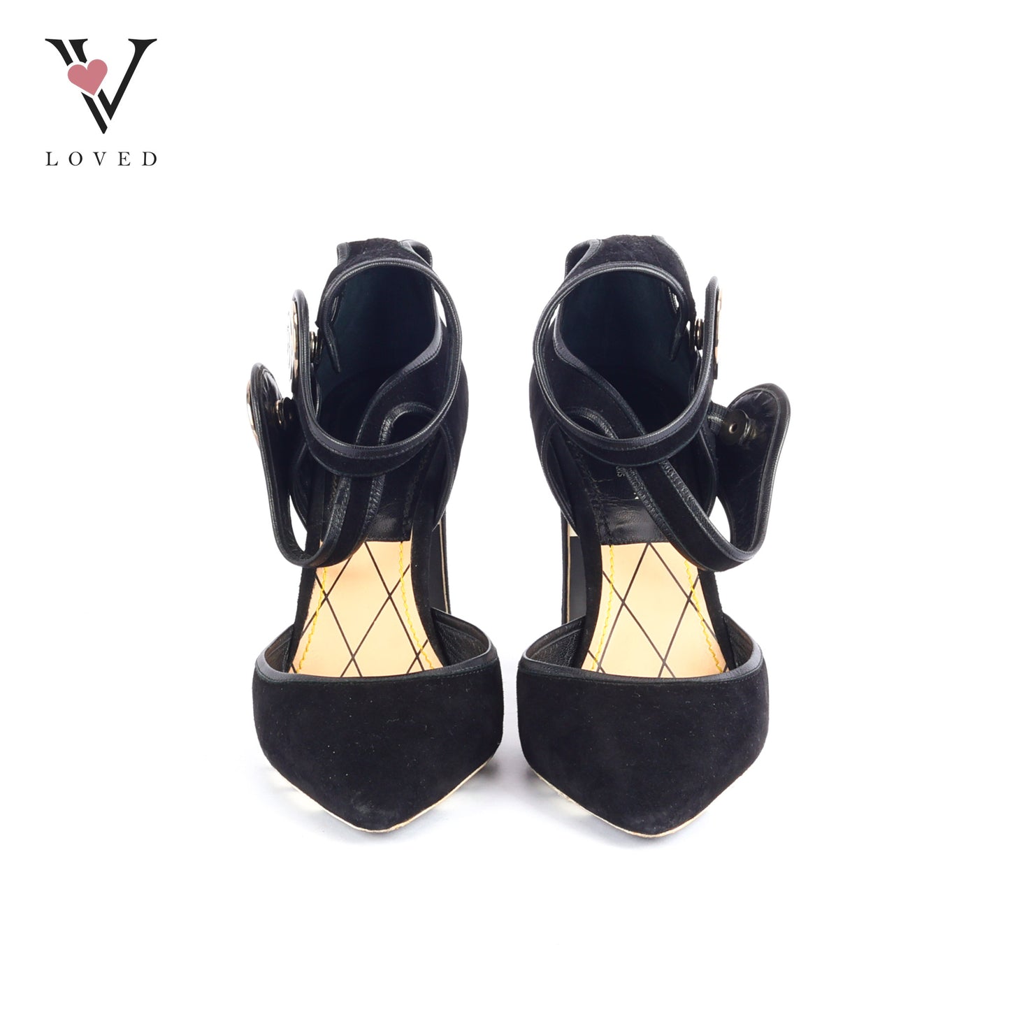 Royal Pumps Double Strap in Black Suede Heels