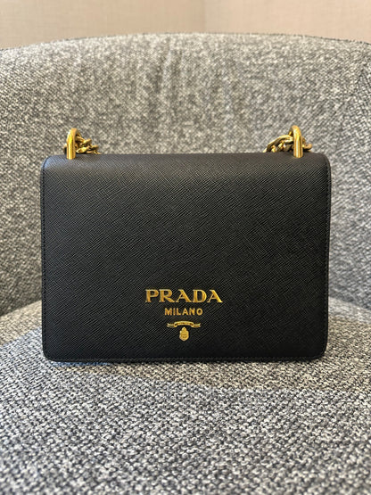 Prada Crossbody Bag In Black Saffiano Leather