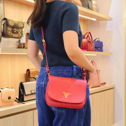 Prada Vitello Daino Leather Flap Crossbody Bag