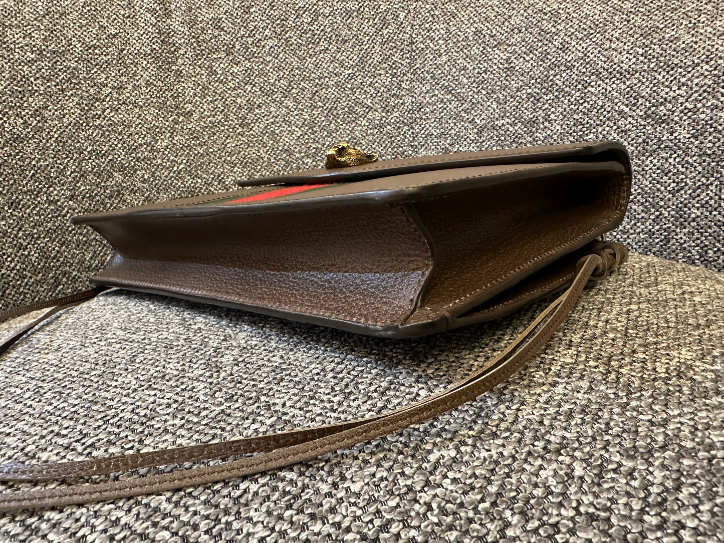 Gucci Animalier Web Chain Shoulder Bag In Brown Leather