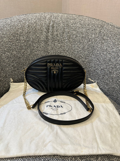 Prada Diagramme Oval Camera Bag In Black