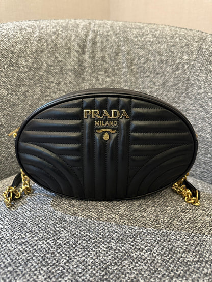 Prada Diagramme Oval Camera Bag In Black