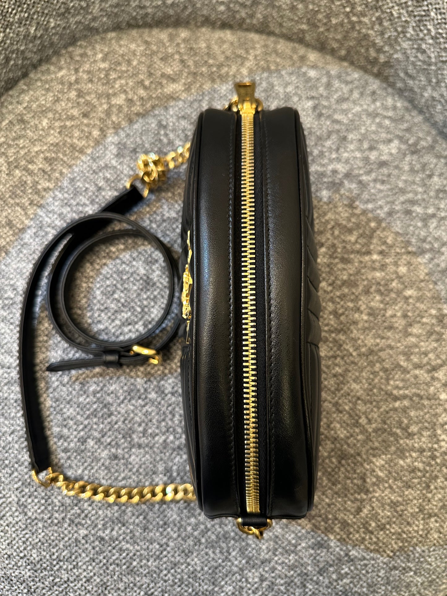 Prada Diagramme Oval Camera Bag In Black