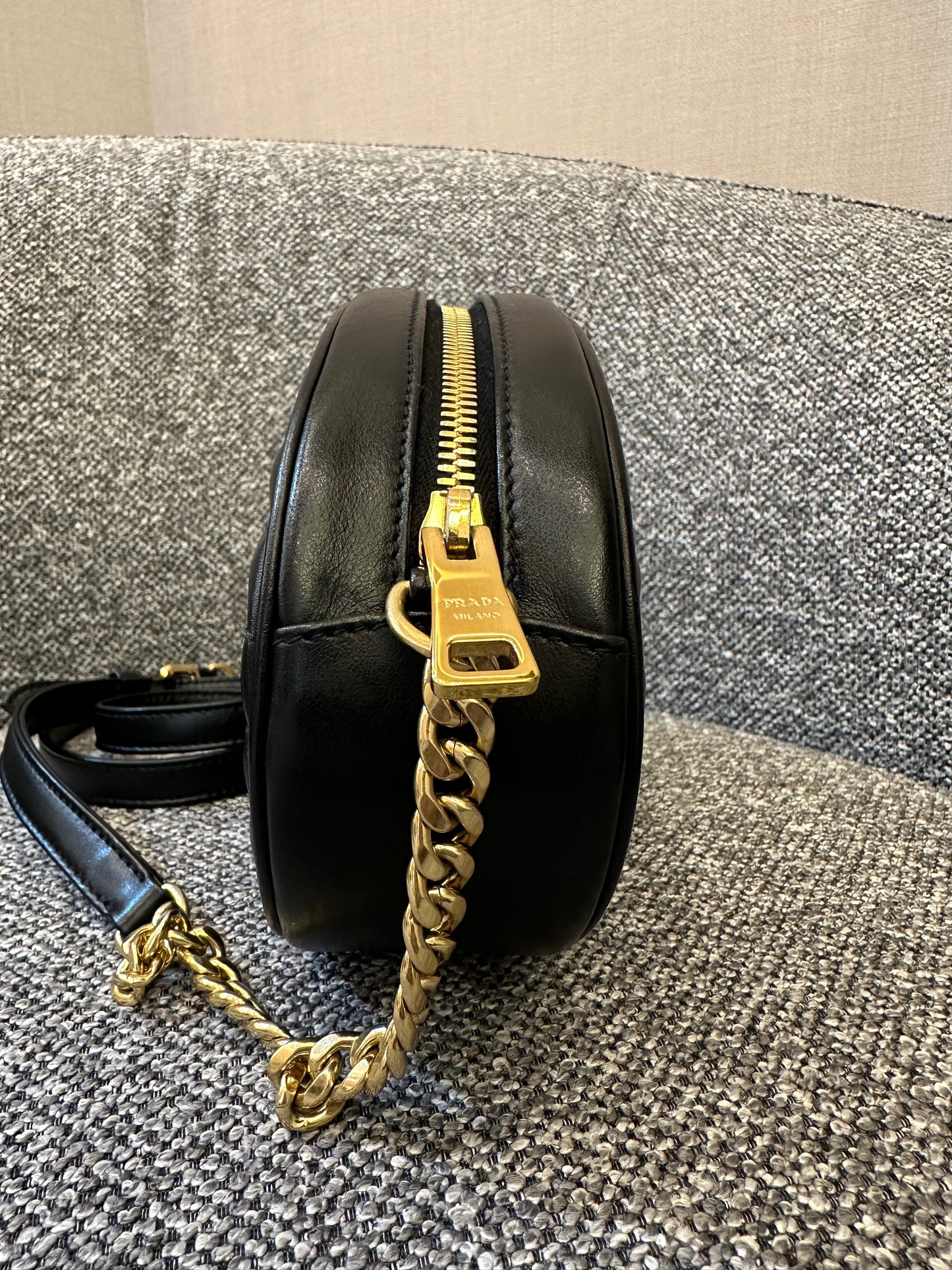 Prada Diagramme Oval Camera Bag In Black