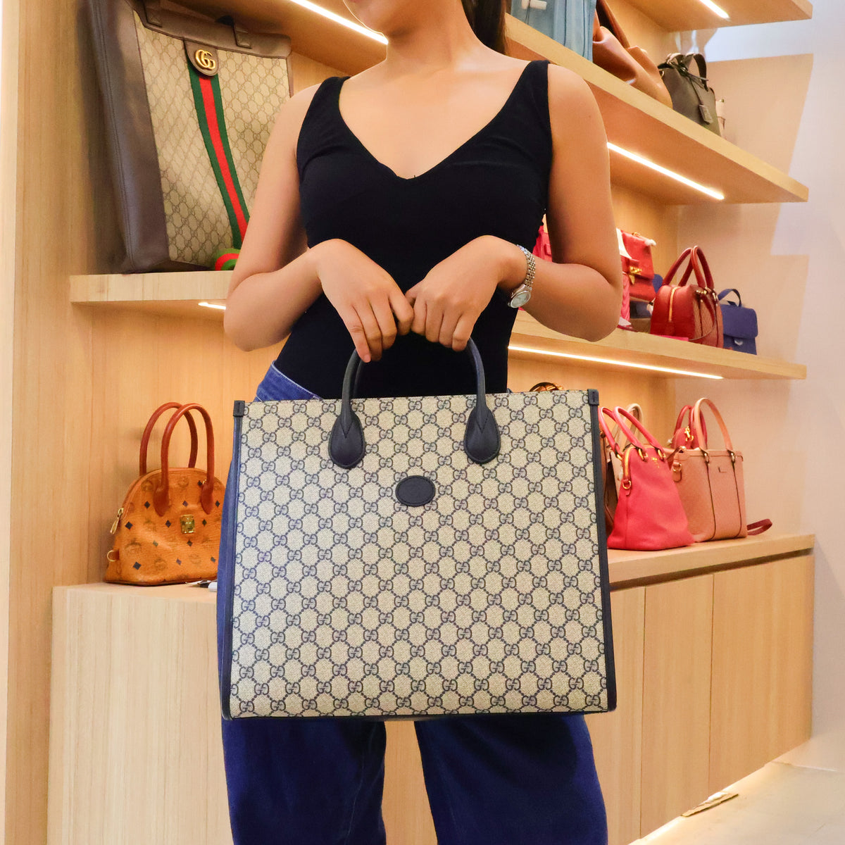 Gucci Interlocking GG Supreme Canvas Tote Bag