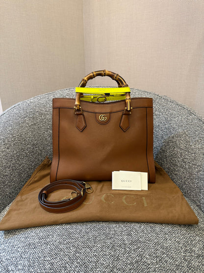 Gucci Diana Tote Bag In Brown Leather