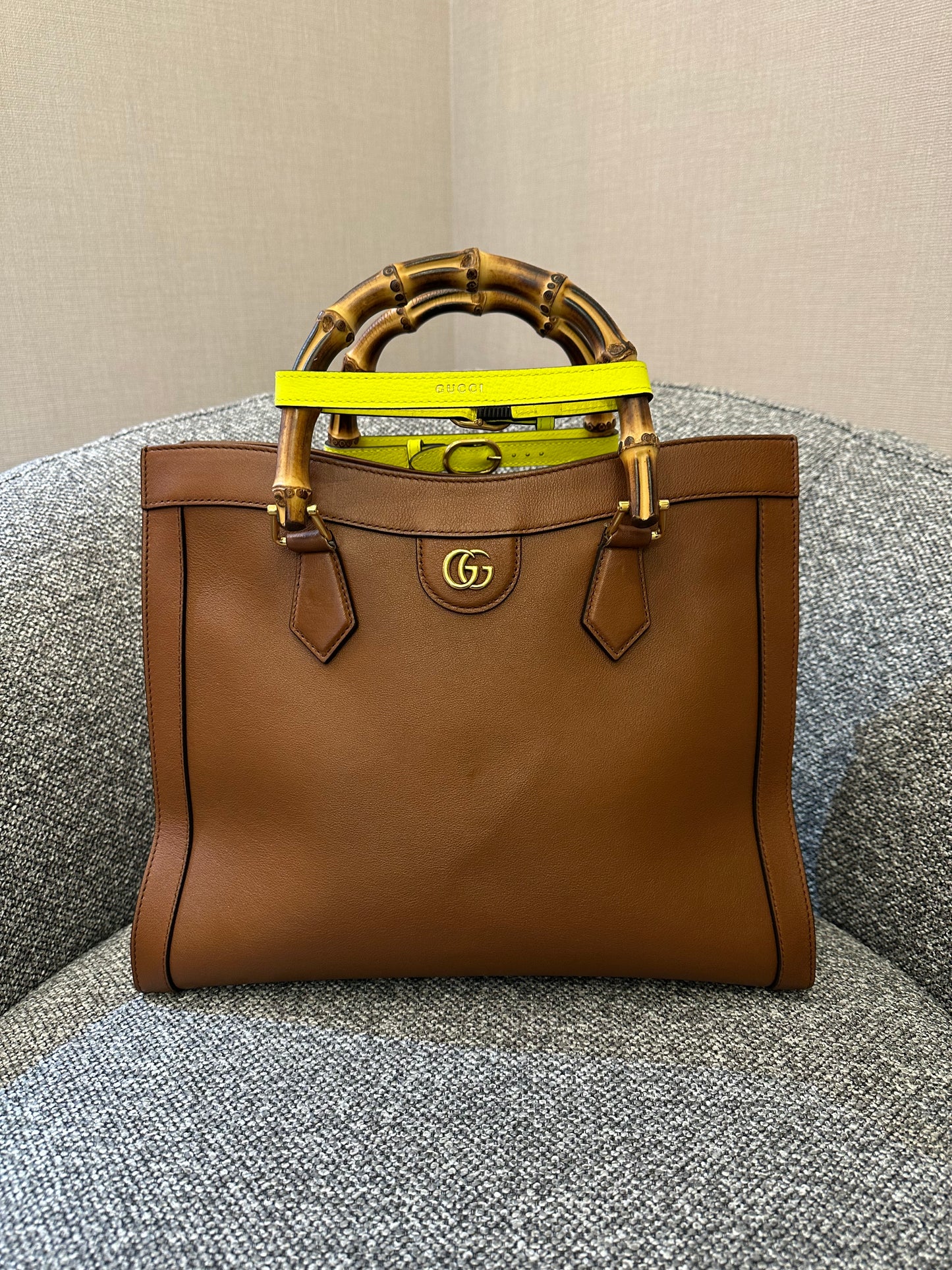 Gucci Diana Tote Bag In Brown Leather