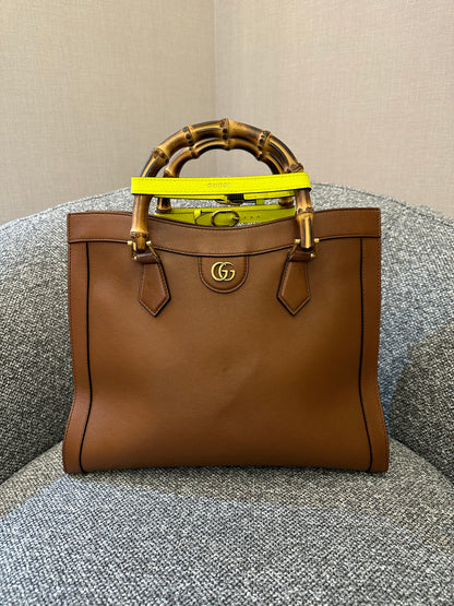 Gucci Diana Tote Bag In Brown Leather