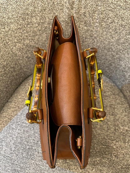 Gucci Diana Tote Bag In Brown Leather