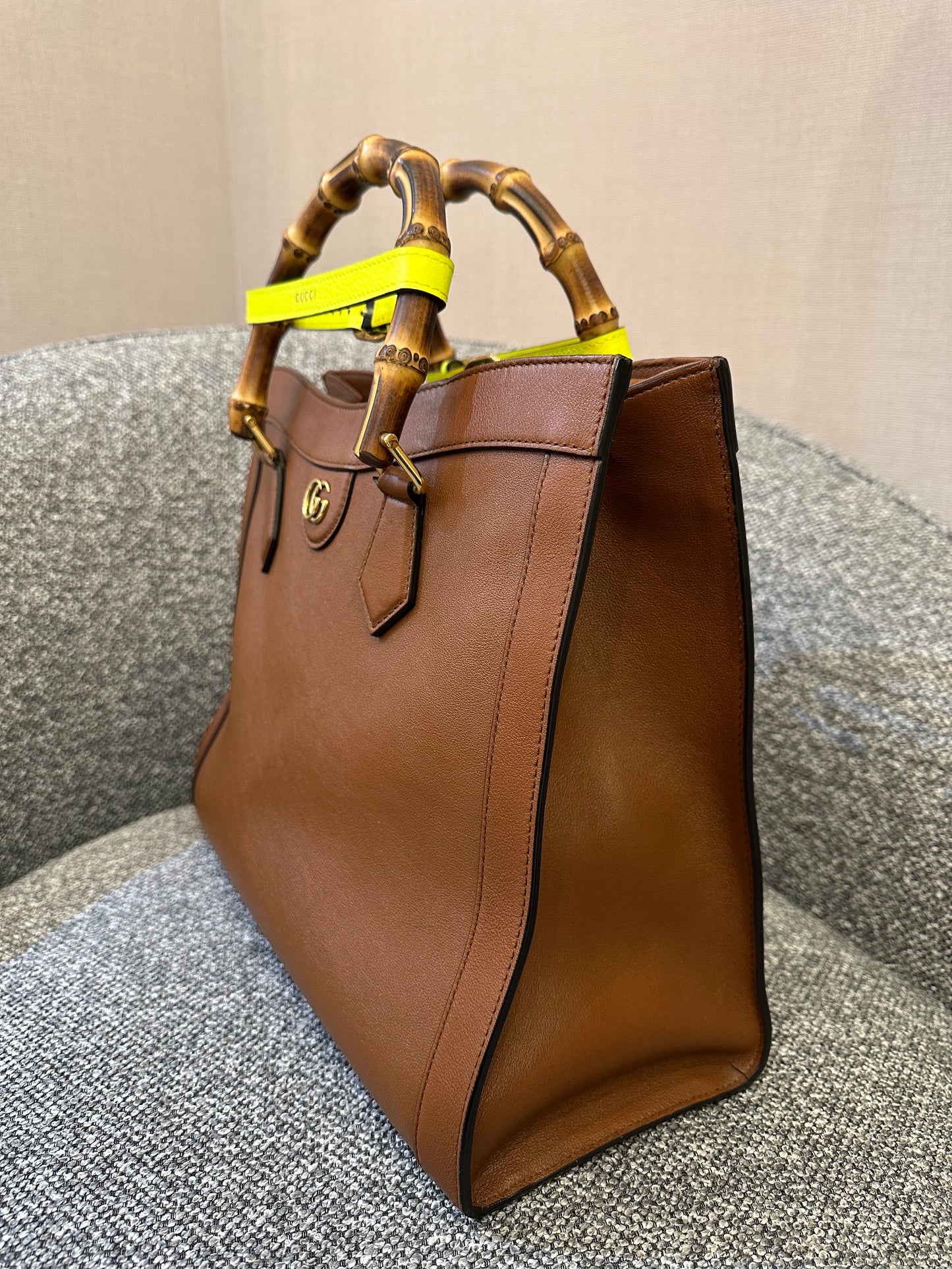 Gucci Diana Tote Bag In Brown Leather